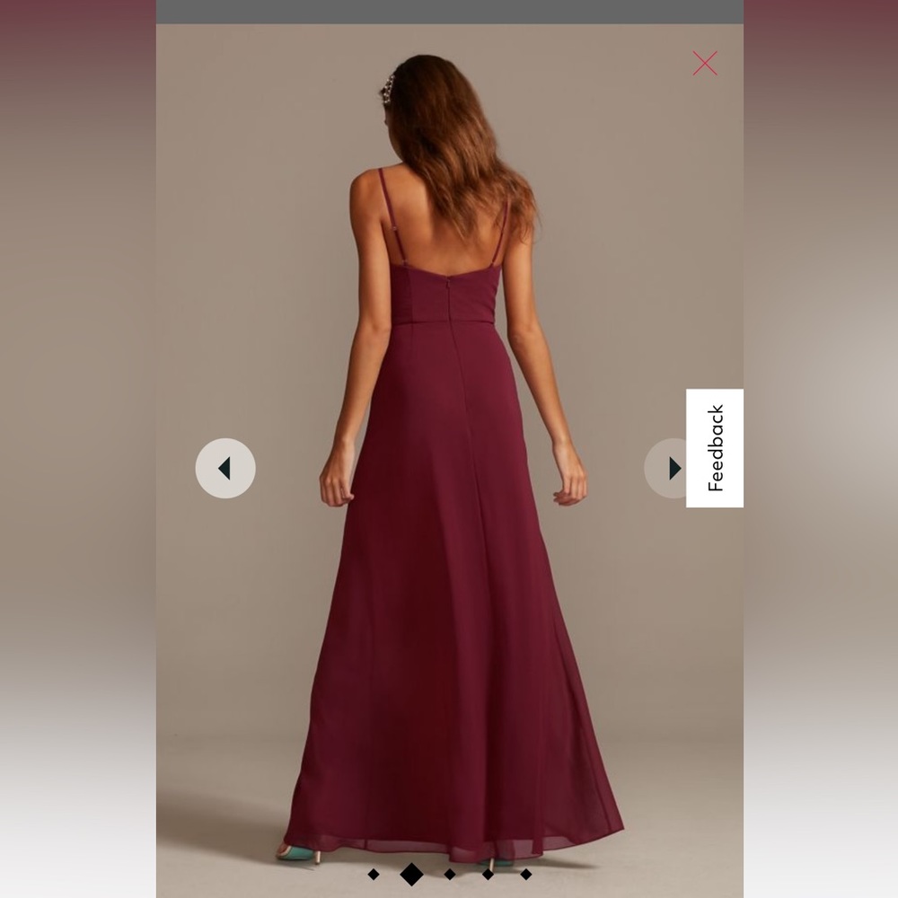 David’s Bridal Rruffle spaghetti-strap chiffon dress with slit SLATE BLUE - Picture 3 of 4